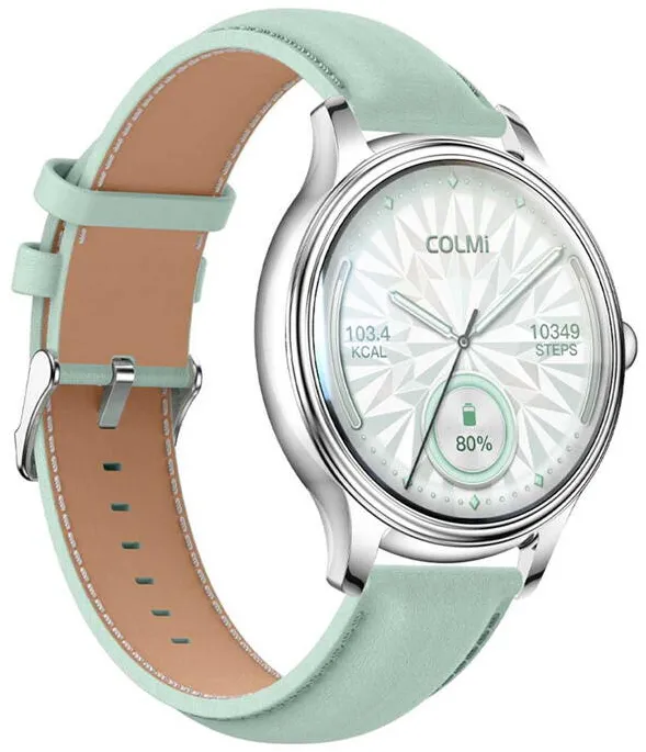 Smartwatch Colmi Smart L28 (Silver-verde + verde leather strap)