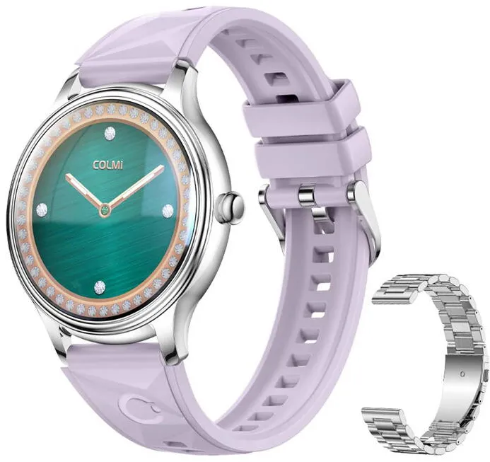 Smartwatch Colmi Smart L28 (Silver-purple + silver steel strap)