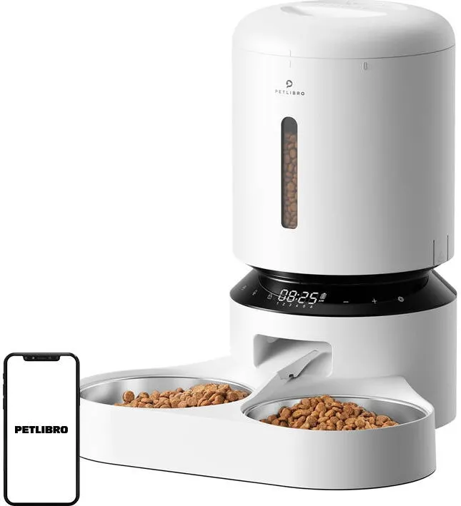 Petlibro Distribuitor de hrana Petlibro Granary cu bol dublu 5L (alb)
