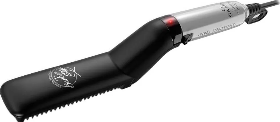 GA.MA GIB4005 Barber Style Beard straightener, Black/Silver