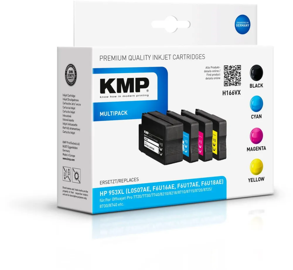 Cartus Imprimanta KMP Set cerneala imprimanta, KMP, 1747.4005, Compatibil cu HP OfficeJet Pro Seria 7700/HP OfficeJet Pro 7730, Multicolor