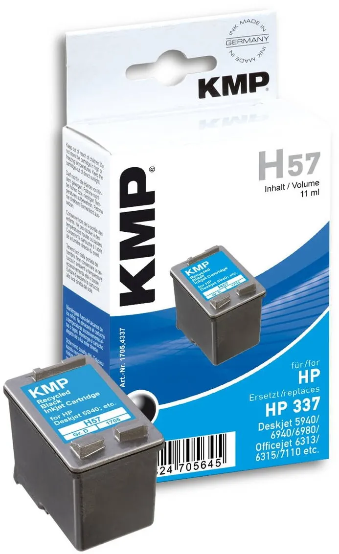 Cartus Imprimanta KMP Cerneala pe baza de pigment, KMP H57, Compatibil cu HP DeskJet 5940 - 5950 - 6940 - 6940 DT - 6980 - 6980 DT - 6985 - 6988 DT - 6988 XI - D 4100 - D 4145, Negru