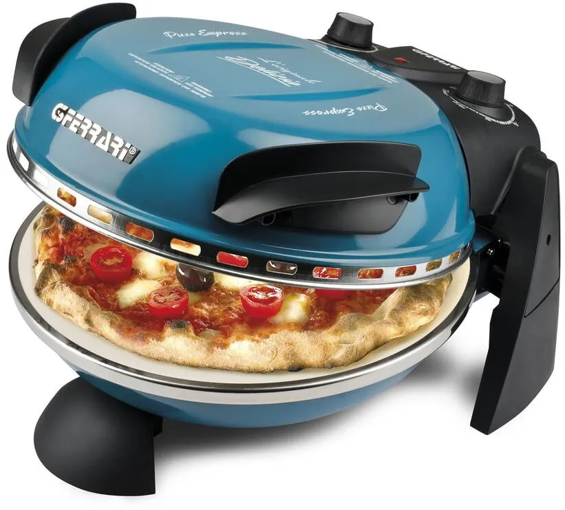 G3Ferrari Cuptor pizza G3Ferrari Delizia Albastru special cu suprafata de coacere din piatra refractara, termoregulator pana la 390° C si timer cu atentionare sonora