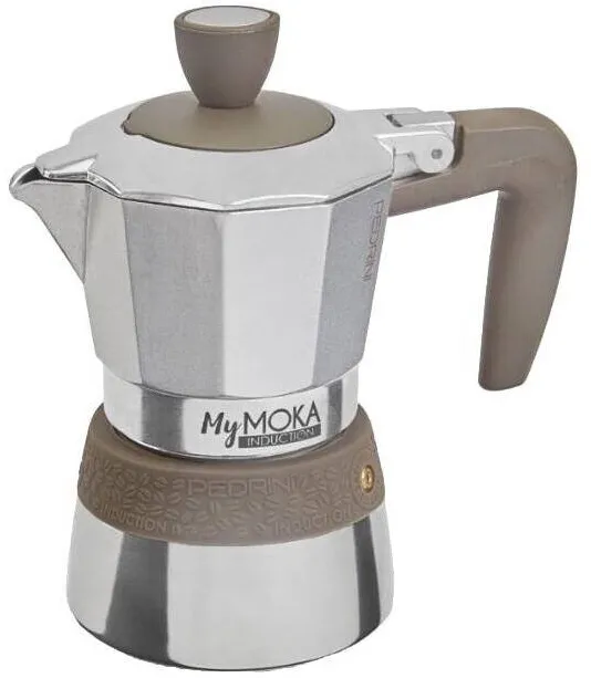 PEDRINI Espressor pentru aragaz MyMoka, Pedrini, cu inductie, 3 cani, inox/aluminiu, 180 ml