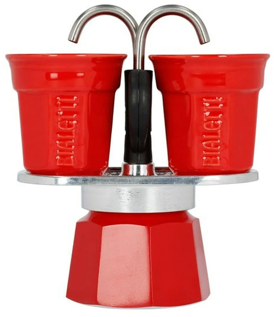 BIALETTI Espressor Bialetti, oala de cafea italiana, aluminiu, 100 ml, 2 cesti, rosu