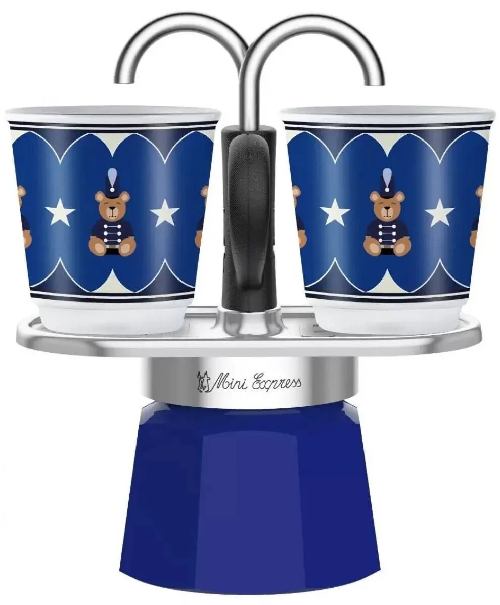 BIALETTI Cafetiera Moka Bialetti Mini Express 2TZ 100 ml Joyful Christmas 2 x 45Ml Albastru