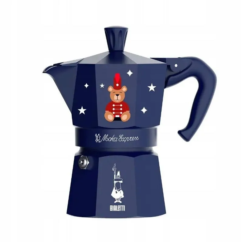 BIALETTI Cafetiera Bialetti Moka Express Joyful Christmas, 3 cesti, albastra, 150ml