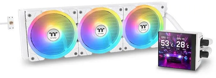 Cooler Thermaltake Racitor lichid AIO Thermaltake MAGFloe 420 Ultra ARGB Sync, alb, 3 ventilatoare 14cm, 500-2000rpm