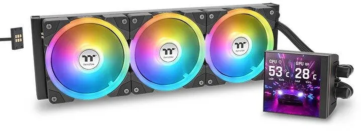 Cooler Thermaltake Racitor lichid AIO Thermaltake MAGFloe 420 Ultra ARGB Sync, 3 ventilatoare 14cm, negru, RGB