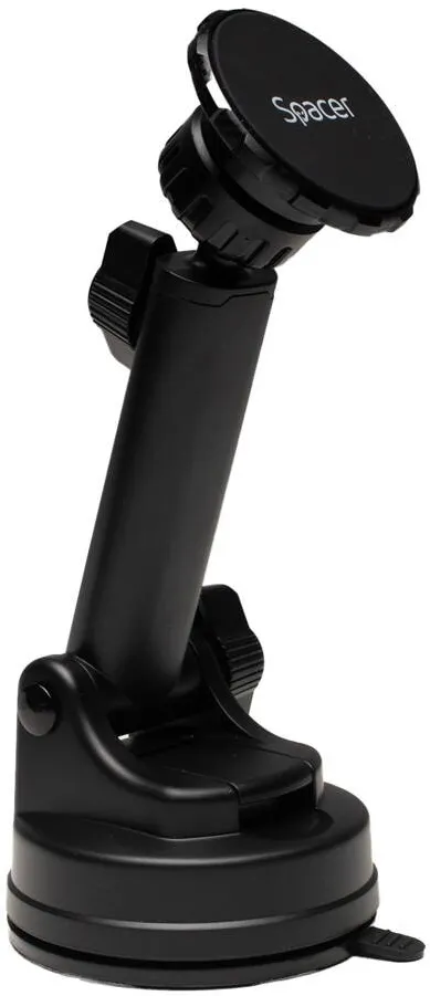 Spacer Suport auto magnetic SPACER pentru SmartPhone, fixare prin Ventuza sau in Grila de ventilatie, Magnetic, Brat Telescopic, negru