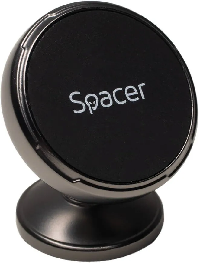 Spacer Suport auto magnetic SPACER pentru SmartPhone, Magnetic, 4 SuperMagneti N50, rotire 360 grade, negru