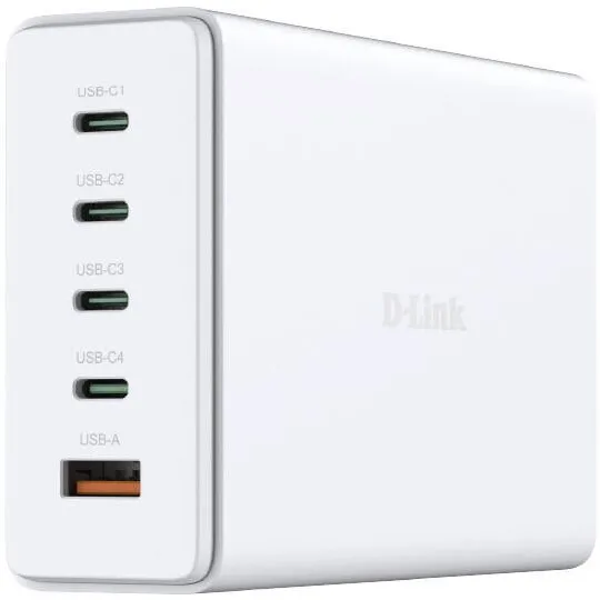 D-Link Incarcator retea D-Link, Quick Charge GaN PD 3.1 / QC 4.0 240W, 4 x USB Type-C 28.0V/5.0A max, 1 x USB 12.0V/2.5A , Alb