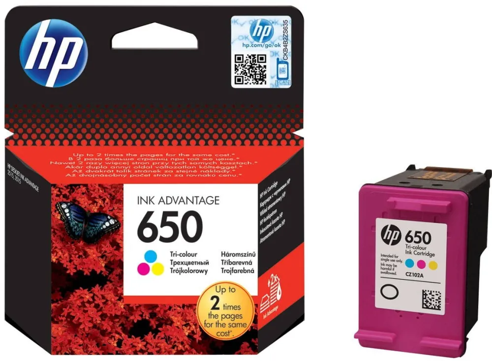 Cartus Imprimanta HP Cartus cerneala HP 650 Tri-Color InkAdvantage Original, ~200 pag, pt Deskjet 2515, 1515, 2645, 2545, 4645, 1015, 3545, 3515, 4515