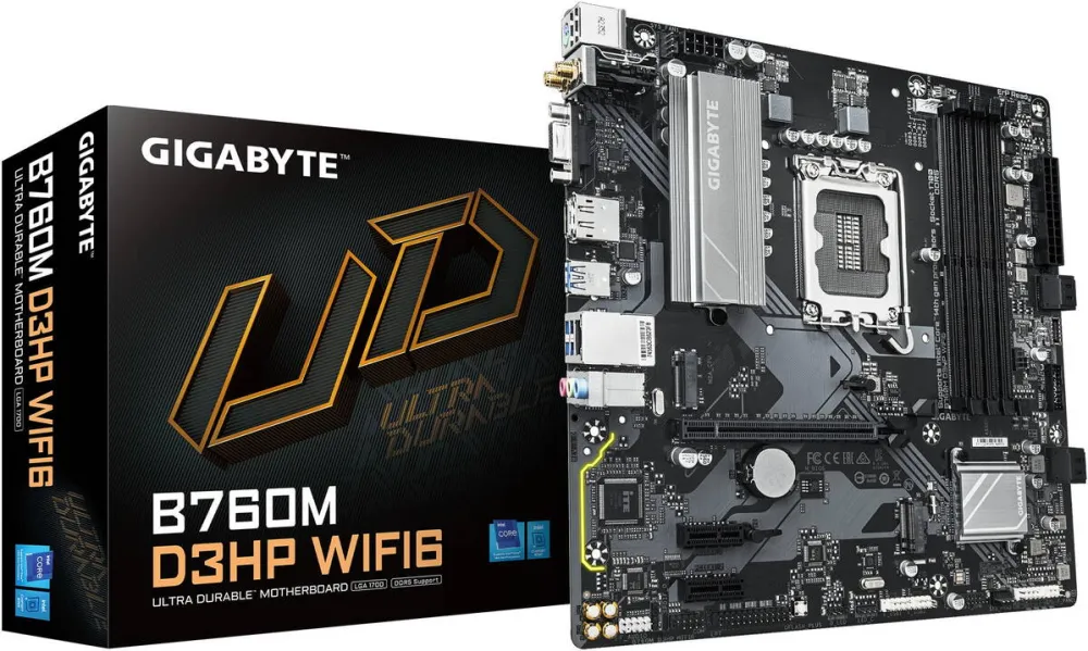 Placa de Baza GIGABYTE B760M D3HP WIFI6, DDR5, Socket LGA1700, mATX, Negru