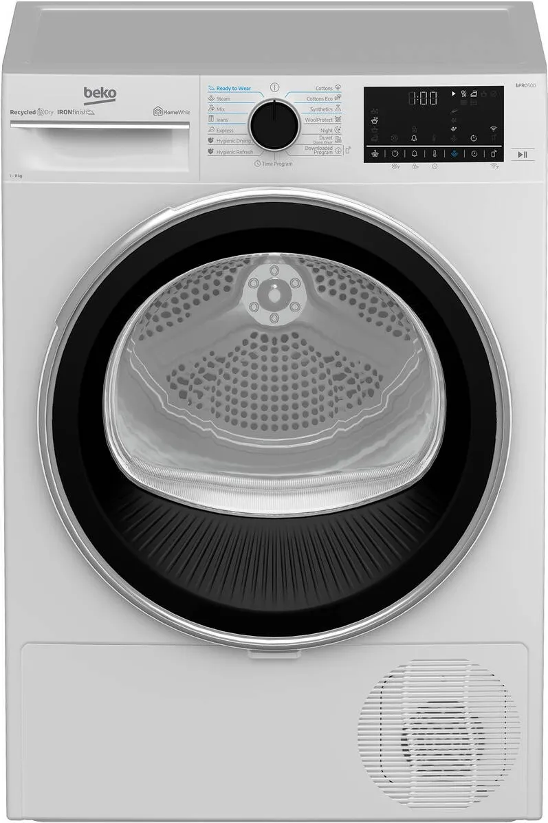 BEKO Uscator de rufe B5T61233WEU, 11 kg, 15 programe, pompa de caldura, HomeWhiz, clasa D, Alb