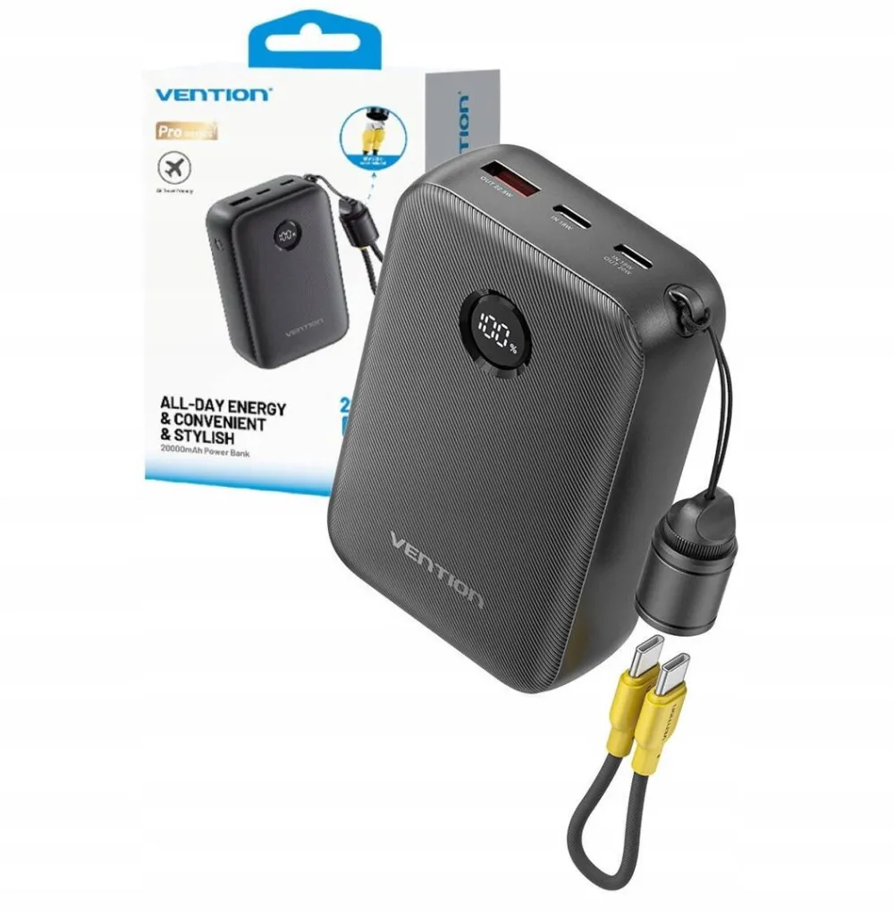 Vention Powerbank Vention 20000mAh 2xUSB-C 1xUSB-A 22,5W BL