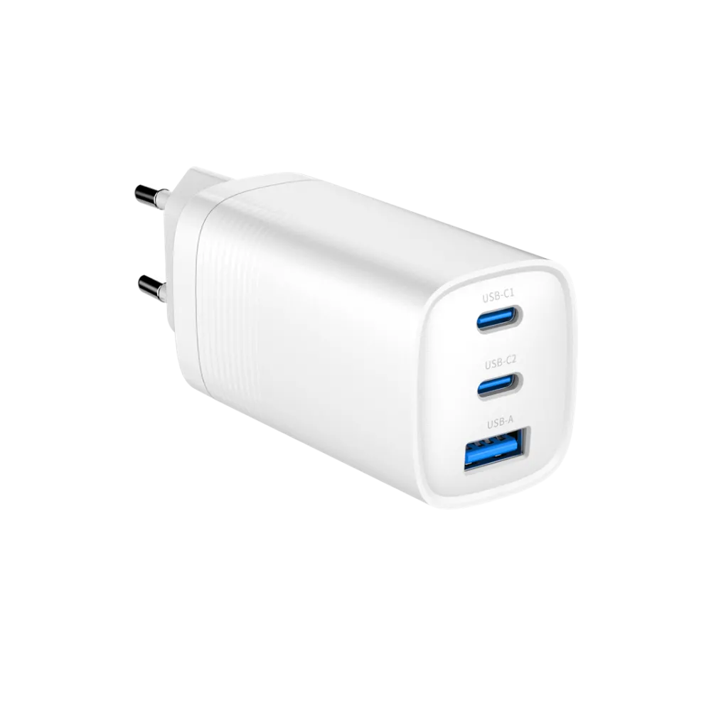 Gembird Gembird TA-UC-PDQC65-01-W 3-port 65 W GaN USB PowerDelivery fast charger, white