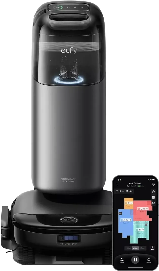 Anker Statie UniClean 10-in-1 eufy S1 Pro, 8.000 Pa, aspirare uscata si umeda, Wi-Fi, multi-suprafete, capacitate colectare 2.5L, Negru