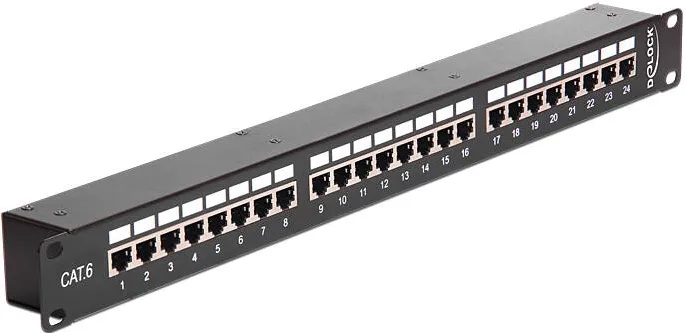 Accesoriu Retea DELOCK Patch-Panel Cat6 with couplers 24xRJ45