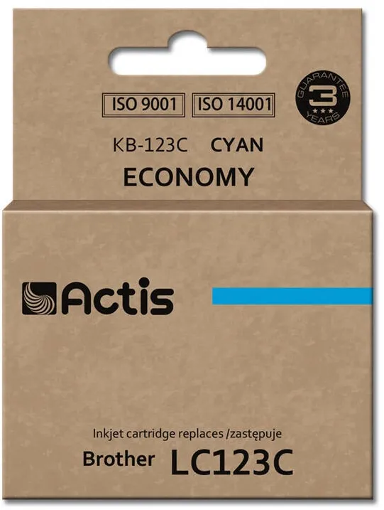 Cartus Imprimanta ACTIS COMPATIBIL KB-123C for Brother printer; Brother LC123C/LC121C replacement; Standard; 10 ml; cyan