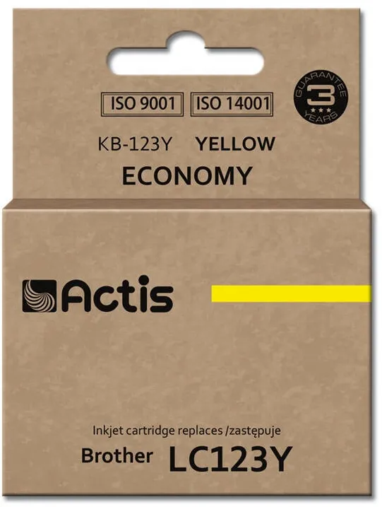 Cartus Imprimanta ACTIS COMPATIBIL KB-123Y for Brother printer; Brother LC123Y/LC121Y replacement; Standard; 10 ml; yellow