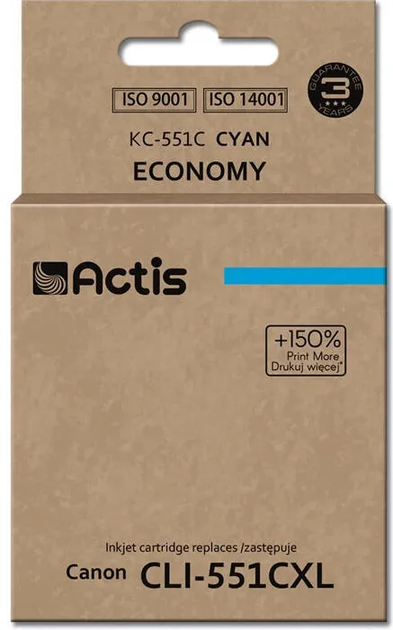 Cartus Imprimanta ACTIS COMPATIBIL KC-551C for Canon printer; Canon CLI-551C replacement; Standard; 12 ml; cyan (with chip)