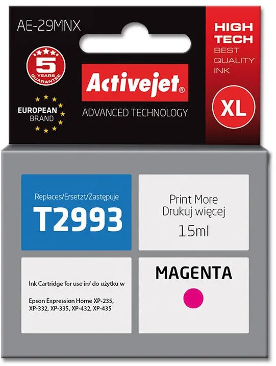 Cartus Imprimanta ACTIVEJET Compatibil AE-29MNX for Epson printer, Epson 29XL T2993 replacement; Supreme; 15 ml; magenta