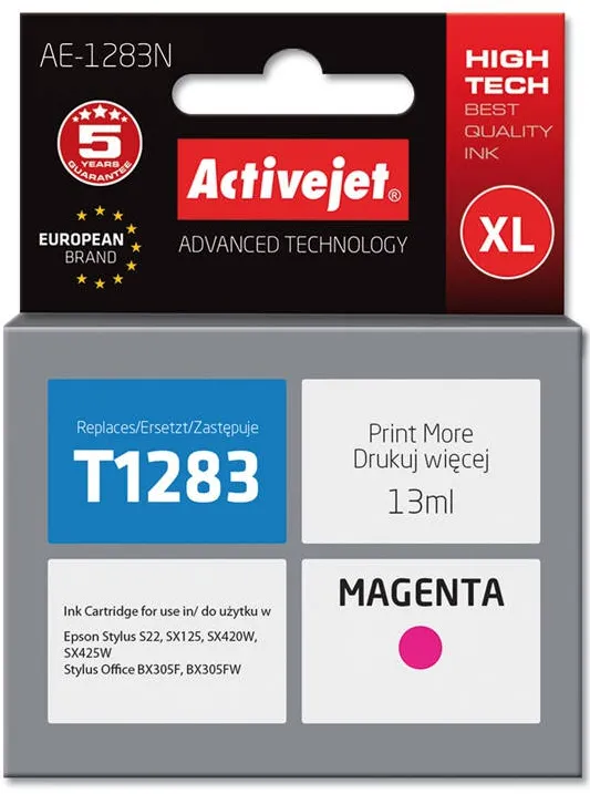Cartus Imprimanta ACTIVEJET Compatibil AE-1283N for Epson printer, Epson T1283 replacement; Supreme; 13 ml; magenta