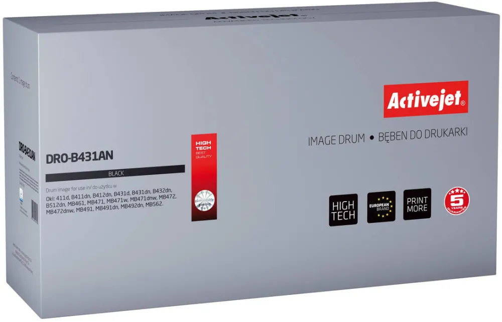 Drum ACTIVEJET DRO-B431AN pentru imprimanta OKI; 44574302 Compatibil; Premium; 25000 pagini; negru