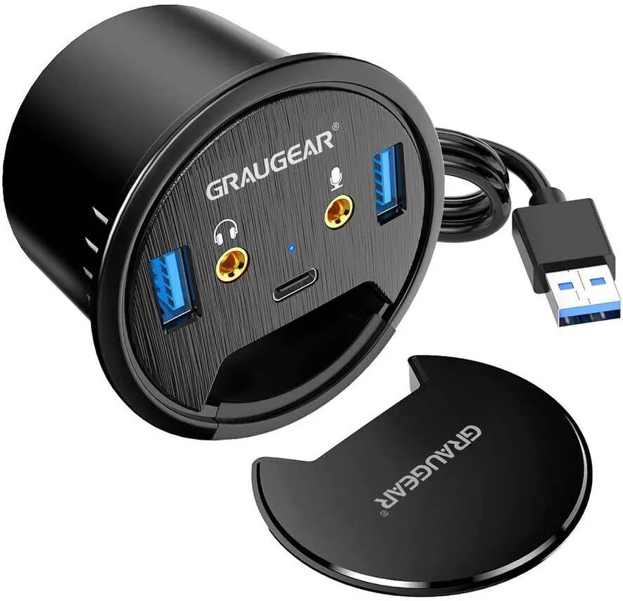 Hub USB GriGear USB 3.0 Tisch mit Audio- und conector pentru microfon