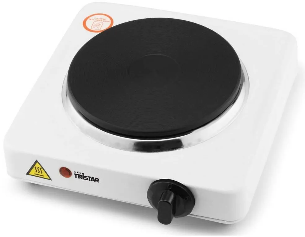 Plita TRISTAR Tristar KP-6185 Hot plate, 15cm diameter, Thermostat, 1 burner, 5 adjustable settings, Heat resisting housing, 1100W, White