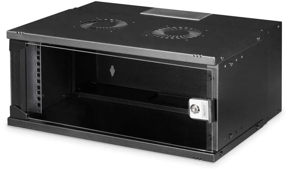 Rack Digitus Cabinet metalic Digitus, 19" 4U, 240x540x400mm, cu usi din sticla, negru, nemontat