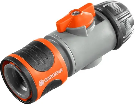 Gardena Conector rapid pentru furtun, Gardena, Supapa de reglare, 1/2", 220 mm, 76 g, Gri/Portocaliu