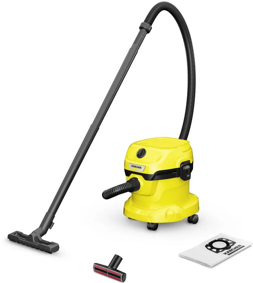 Aspirator Karcher Aspirator Karcher WD 2 Plus V-12/4/18 Pet, Umed/Uscat, 1000 W, 43 l/s, 12L Galben