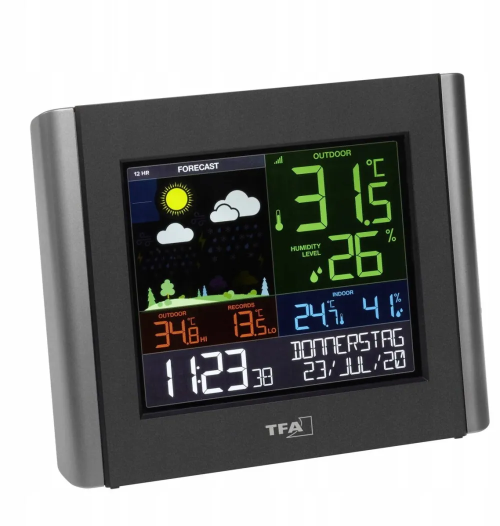 TFA Statie Meteo TFA VIEW METEO Wi-Fi, dimensiuni 150x107x43mm, sincronizare radio, afisaj mare