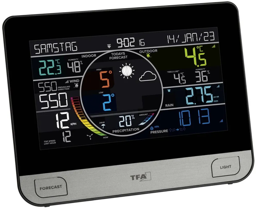 TFA Statie Meteo TFA View Pro, WLAN, LCD color, control radio, interior/exterior