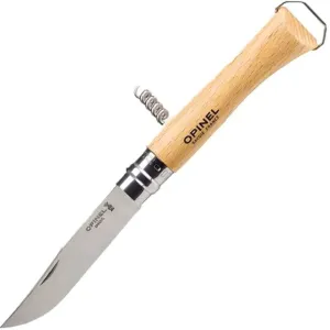 Opinel Cutit pliabil Opinel No.10, lama 10cm, lemn de fag, cu tirbuson si desfacator, Inox, 231mm