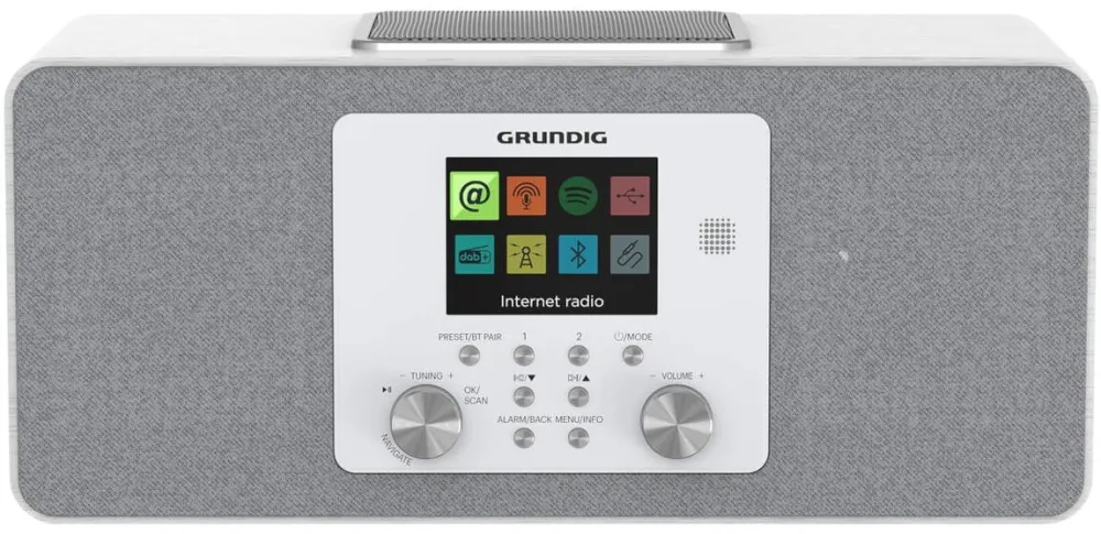 GRUNDIG Radio portabil Grundig DTR 6100, 2.1 cu subwoofer, 28 W RMS, alb, 14.69x7.99x7.13cm