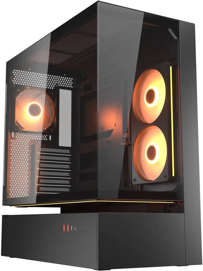 Carcasa PC Cougar Carcasa Cougar CFV235 din sticla securizata ATX, ventilatoare ARGB preinstalate, neagra