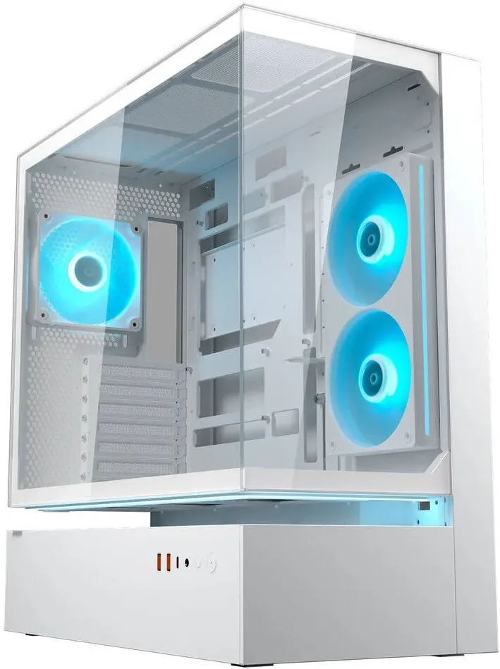 Carcasa PC Cougar Carcasa Cougar CFV235 din sticla securizata ATX alba, ventilatoare ARGB preinstalate 240mm si 120mm