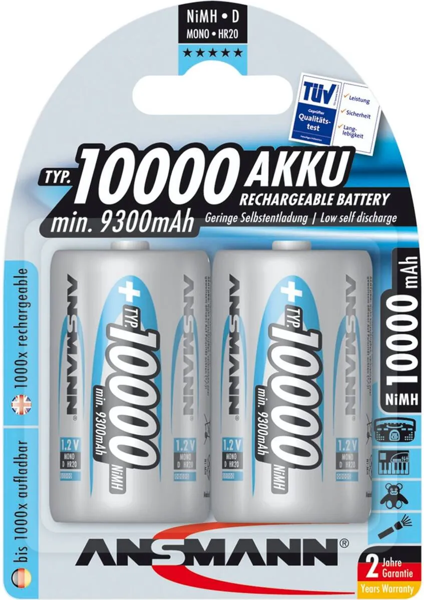 Ansmann Acumulator/Incarcator 1x2 NiMH rech.bat. 10000 Mono D 9300 mAh 5030642