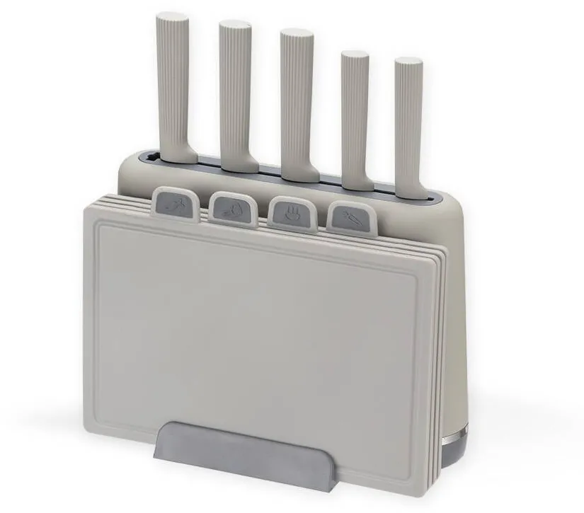 Set de cutite cu bloc + Set de placi de taiere Maestro MR-1412-GREY