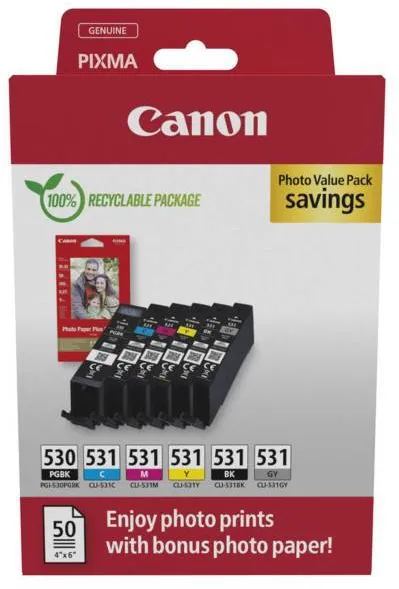 Cartus Imprimanta Canon PGI-530 / CLI-531 Photo Value Pack PGBK/C/M/Y/BK/GY