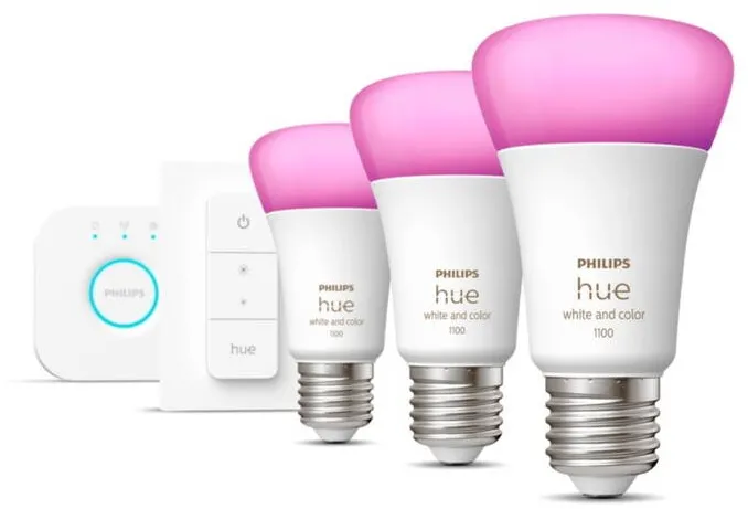 Philips Hue WCA Starter Kit 9W A60 E27 3pcs, Bridge, Switch