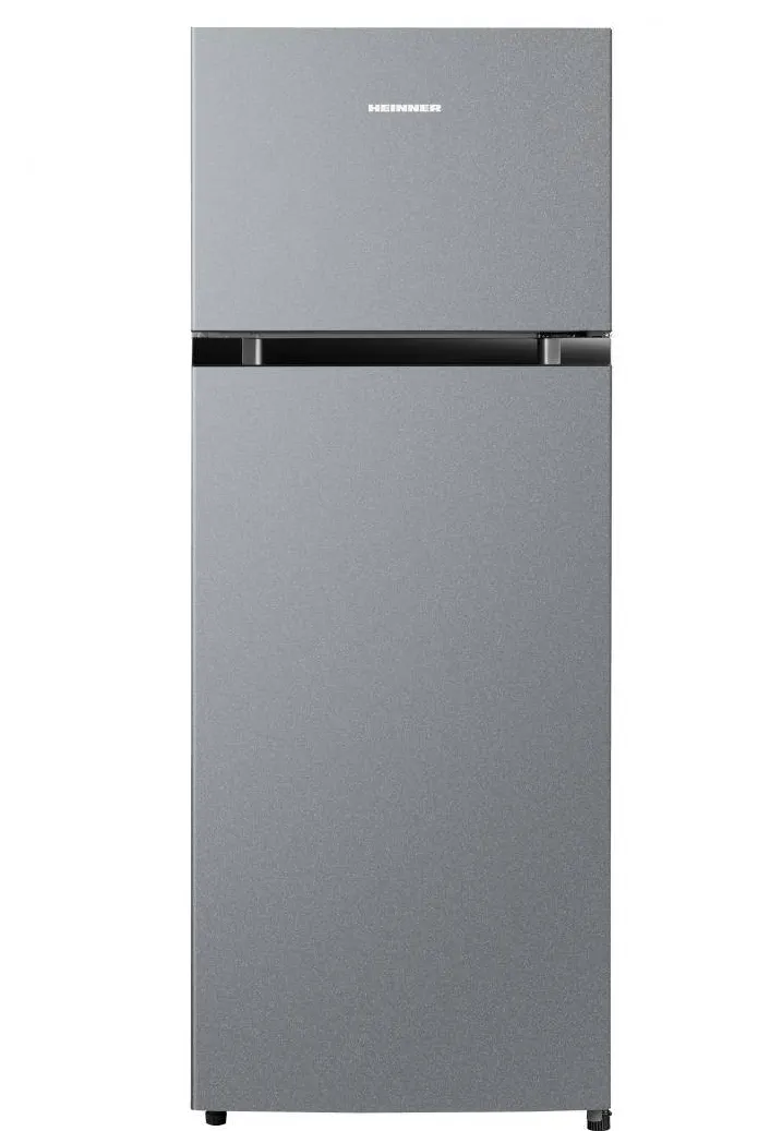 HEINNER Frigider cu doua usi HF-M24ESE++, 204 l , Clasa E, Control electronic cu termostat ajustabil, Lumina led, Rafturi de sticla, H 143 cm, Argintiu