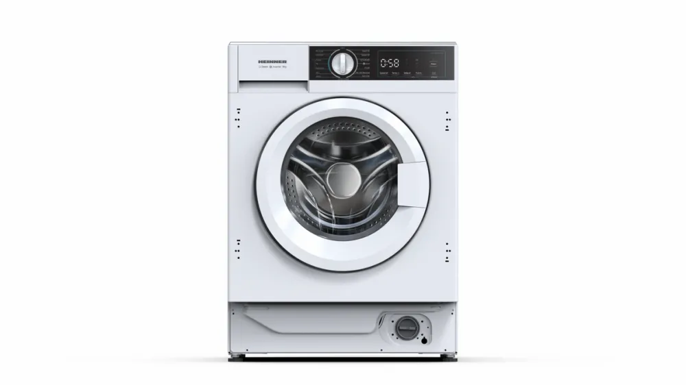 HEINNER Masina de spalat rufe incorporabila Heinner HWM-BI914IVA+++, 9 kg, 1400 rpm, Clasa A, Motor inverter, 15 programe, Display digital, Program rapid 15 min, Program baby care, Program igienizare cuva, Functie start intarziat, Blocare acces copii, Alb