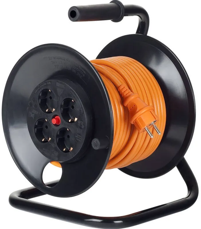 BACHMANN Prelungitor cu tambur 4 prize 25m Black