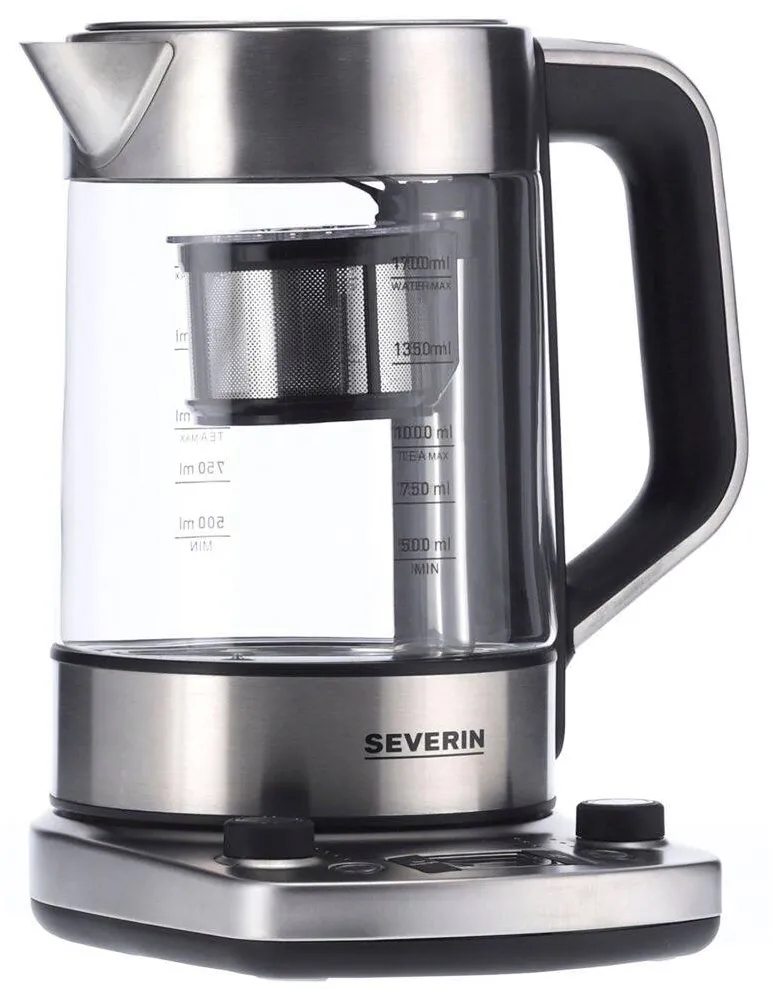 SEVERIN Fierbator profesional WK 3422, control digital, 3000W, volum XXL 1,7 L, baza 360°, 5 programe prestabilite, inox / sticla