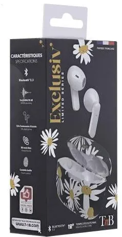 Casti In-Ear TnB XCLUSIV- TWS DAISY Earphones with Charging case - Black and White