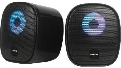 OMEGA SPEAKERS STEREO 2.0 6W RMS RGB USB 3.5 mm Audio Black Round